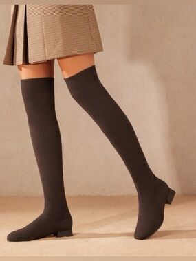 VIVAIA Madeline Ove The Knee High Tall Wool Boots Brown 6.5 (37) Water Repellent